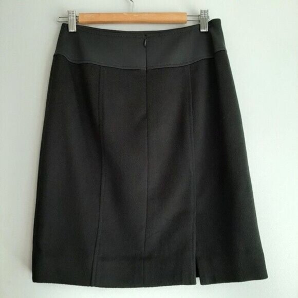 CARLISLE Wool Cashmere Blend Knee Length Pencil Skirt Black Sz 4 - Picture 4 of 8